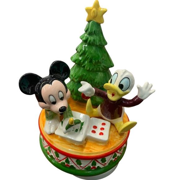Vintage Disney SCHMID Mickey Mouse Donald Duck  Music Box Figure - Picture 1 of 9